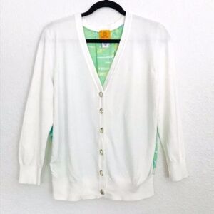 Ruby Rd. | White & Green Print Cardigan